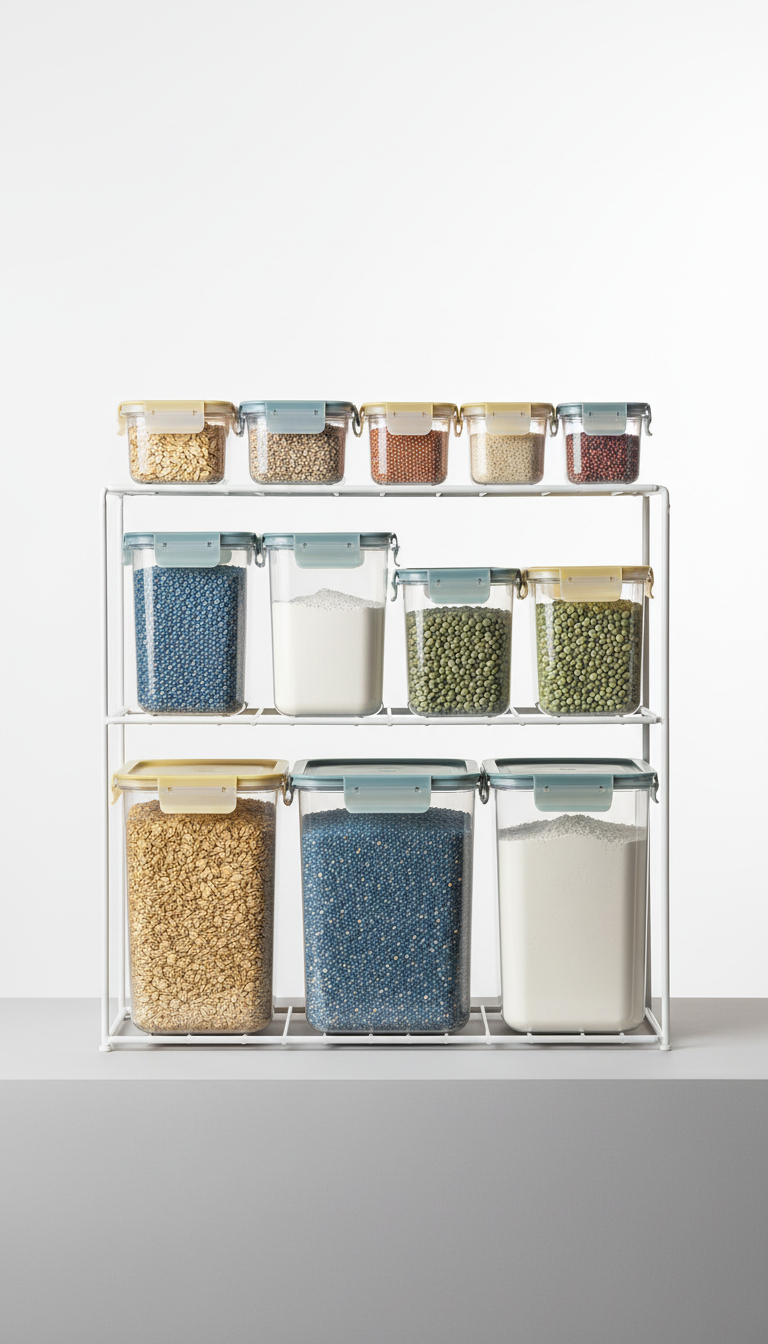 Set organizador hermético apilable para alacena de cocina